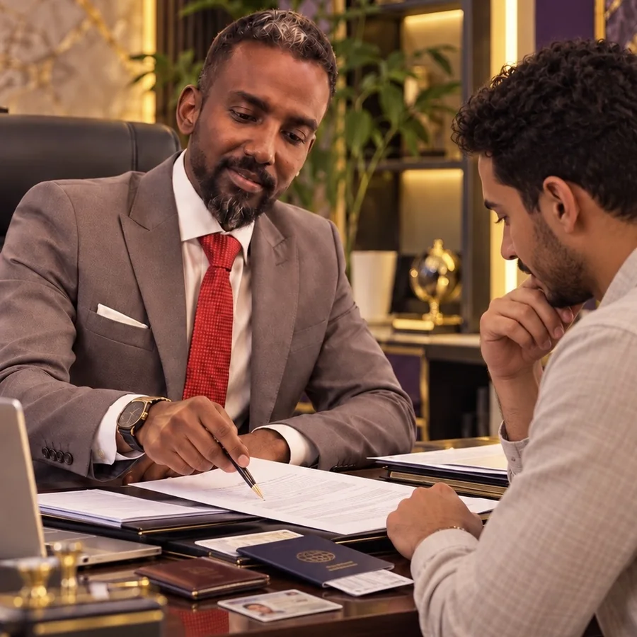 محمد عبدالرحيم يراجع مستندات عميل